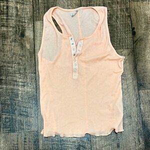 Brand New Free People Orange/Pink Ribbed Sleeveless Tank Top